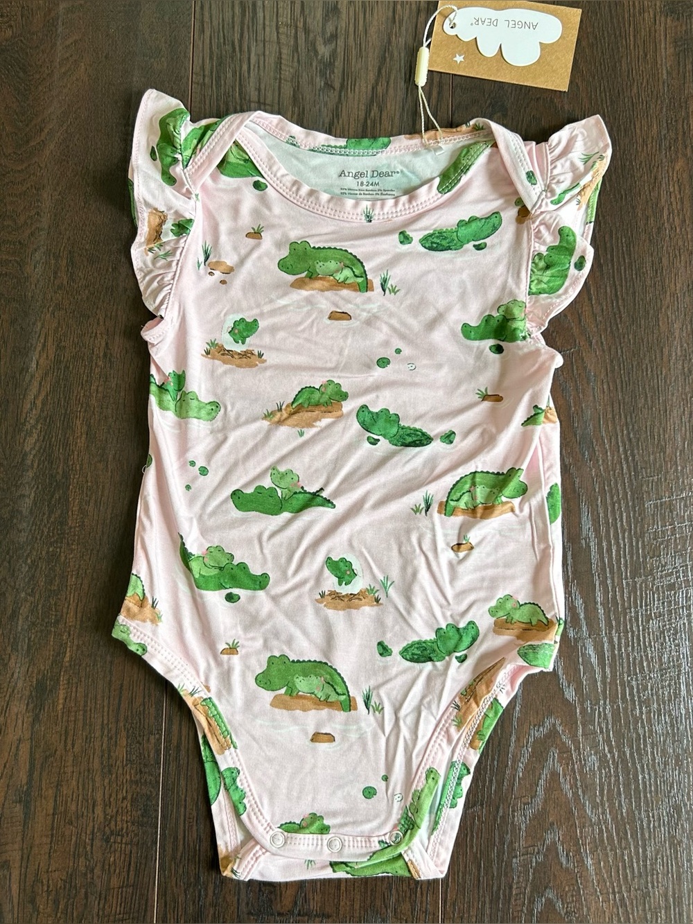 Angel Dear Alligator Pink Ruffle Sunsuit Bamboo One Piece